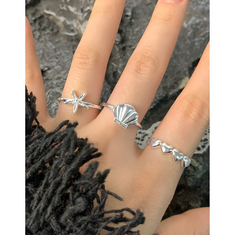 Star Moon Shell Sterling Silver Ring