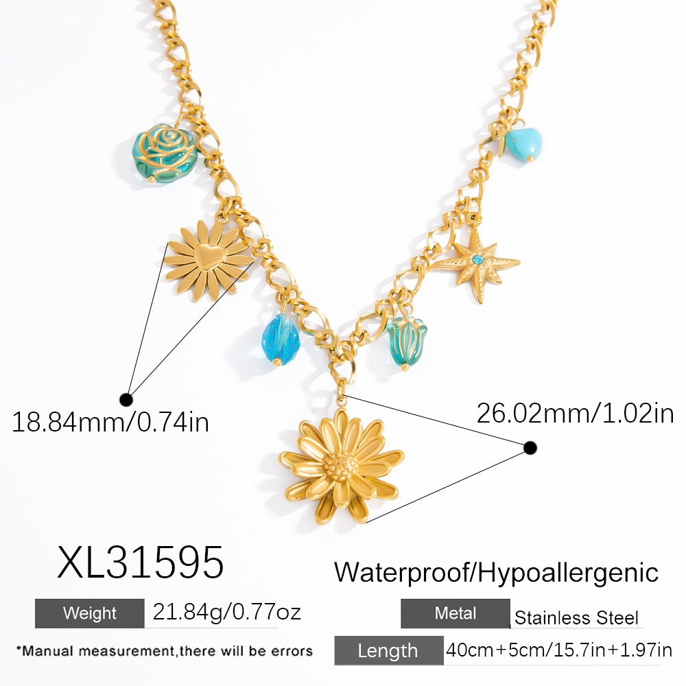 Big shell pendant charm necklace