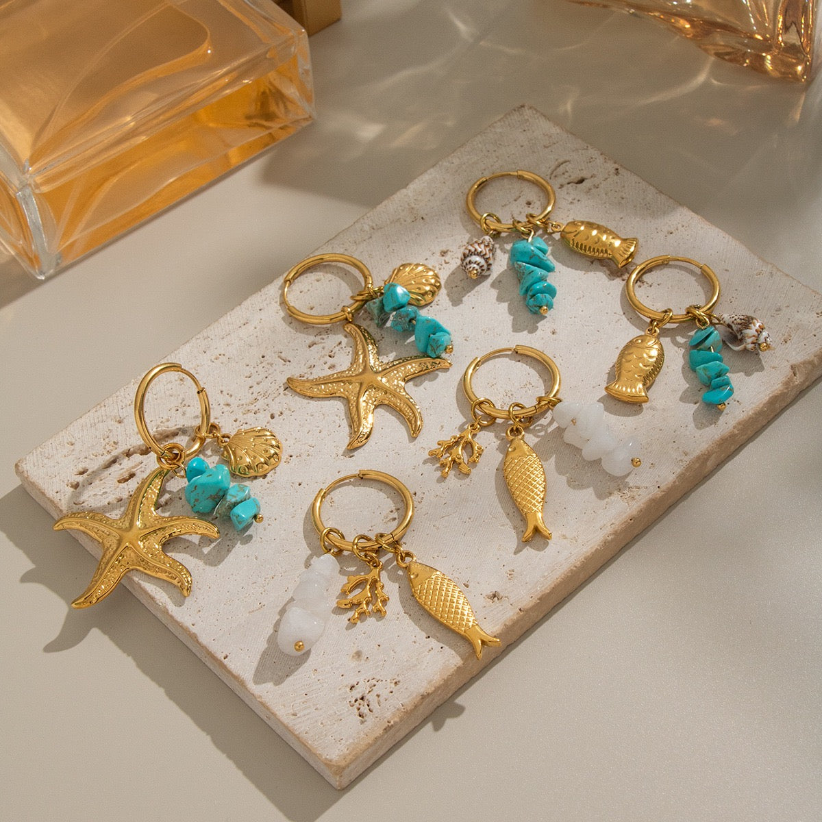 Ocean blue starfish earrings