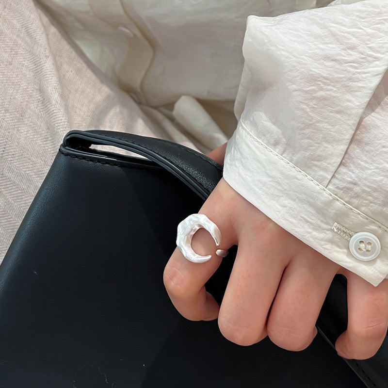 Star Moon Shell Sterling Silver Ring