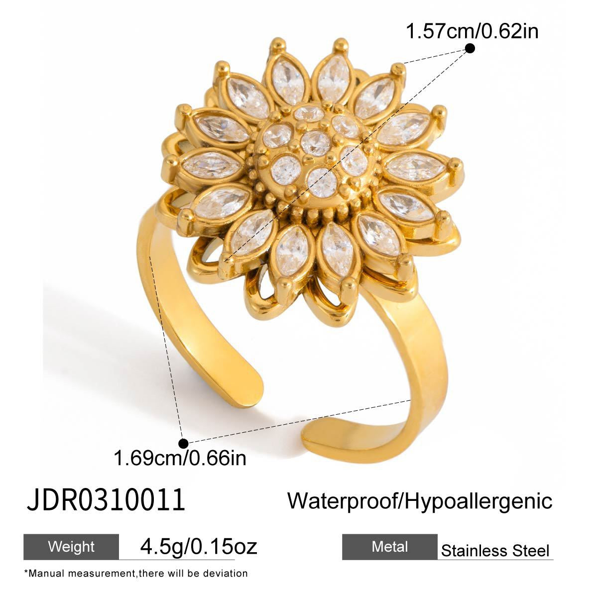 Floral Fidget Ring – Stainless Steel Spinner Ring