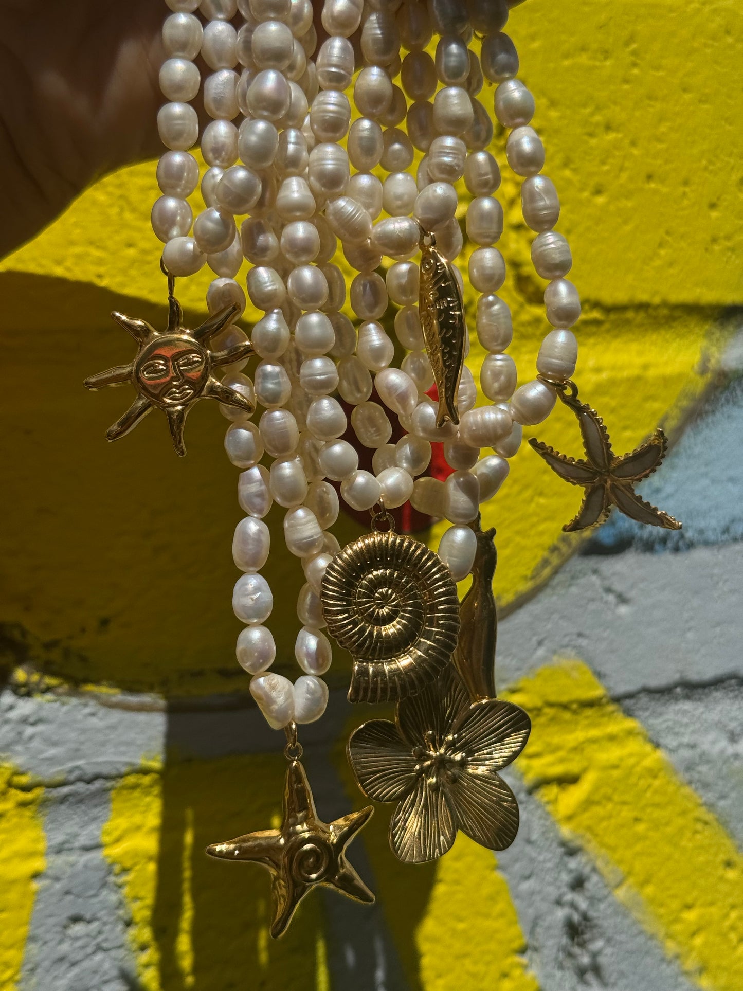 Lykke Freshwater pearl charm necklace