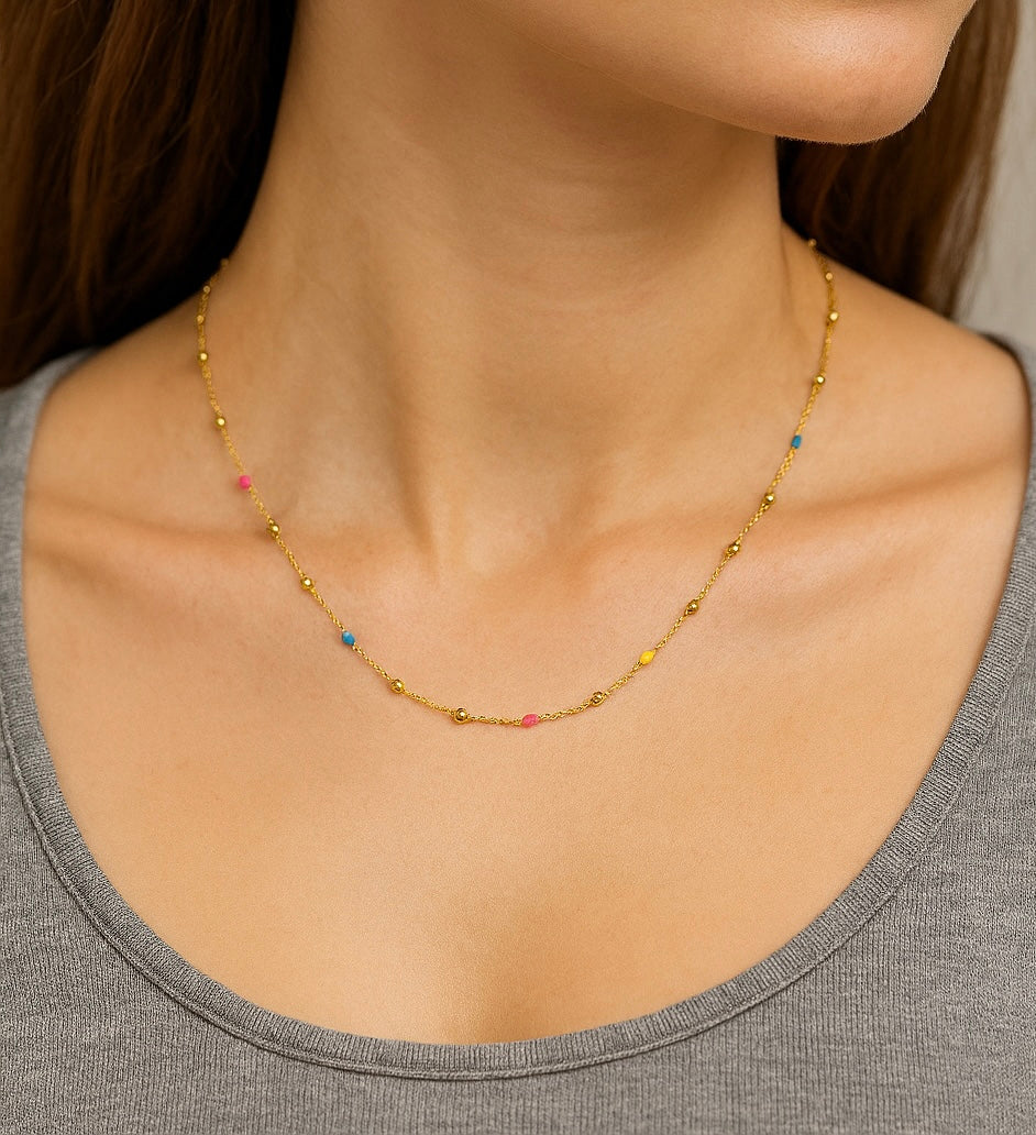 Dainty rainbow beady necklace