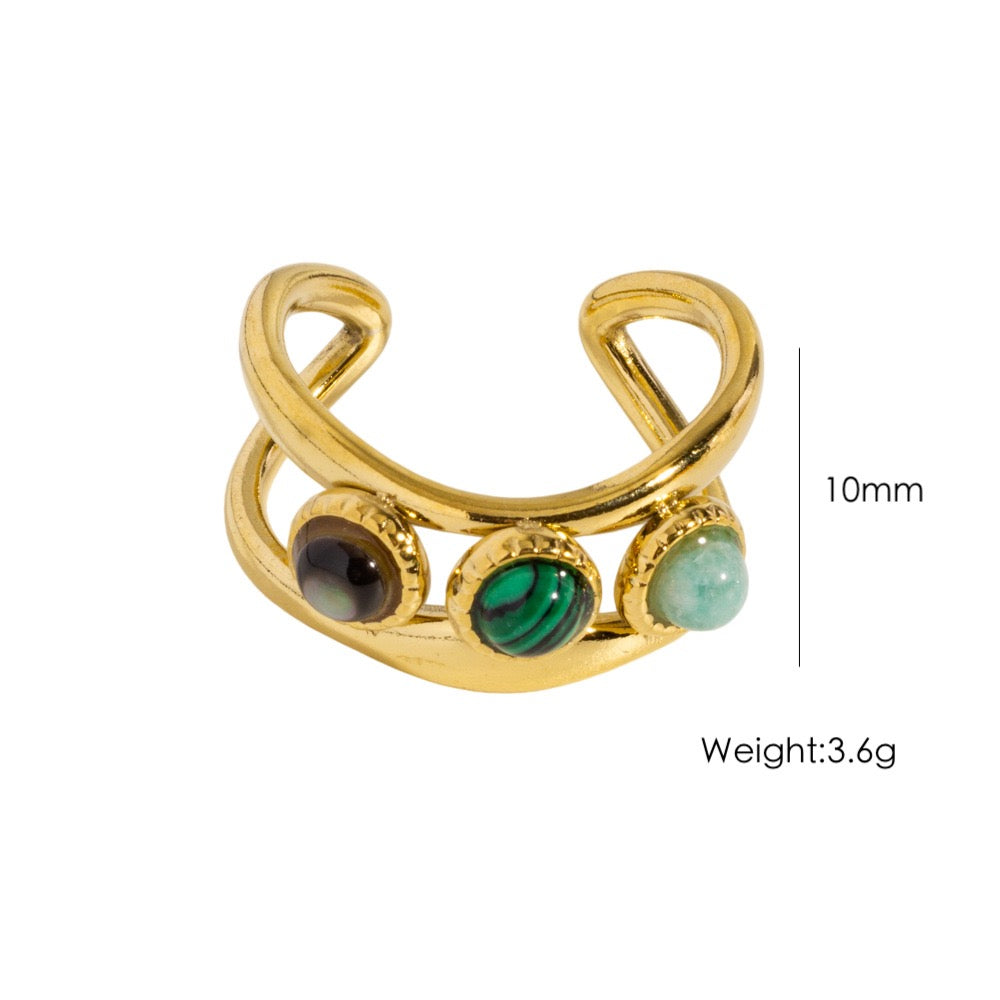 Three gems band rings