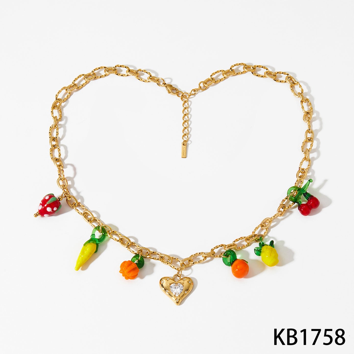 Summer fruit strawberry heart charm set