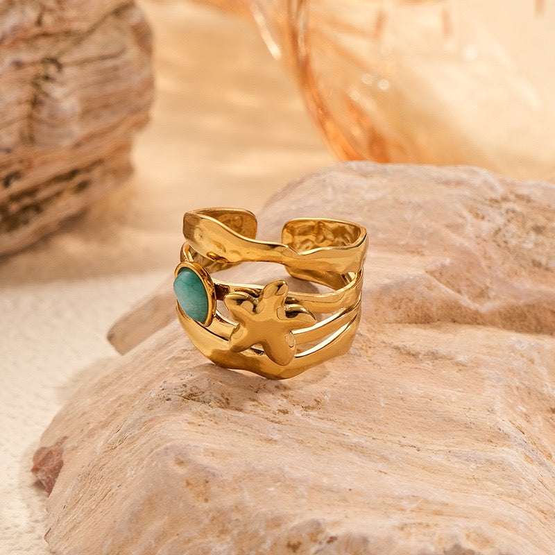 Blue starfish ring