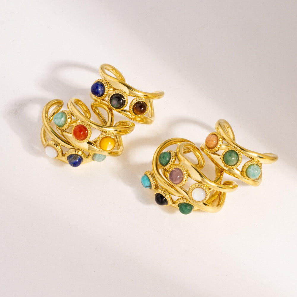 Three gems band rings