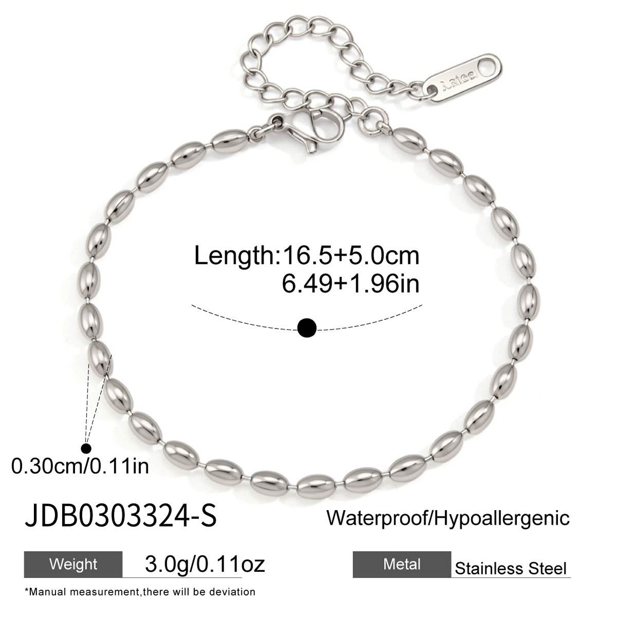 Silver round chains bracelet