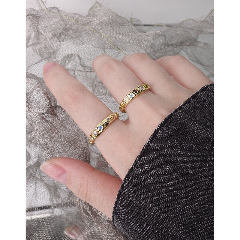 Colored Rock Sterling Silver Ring