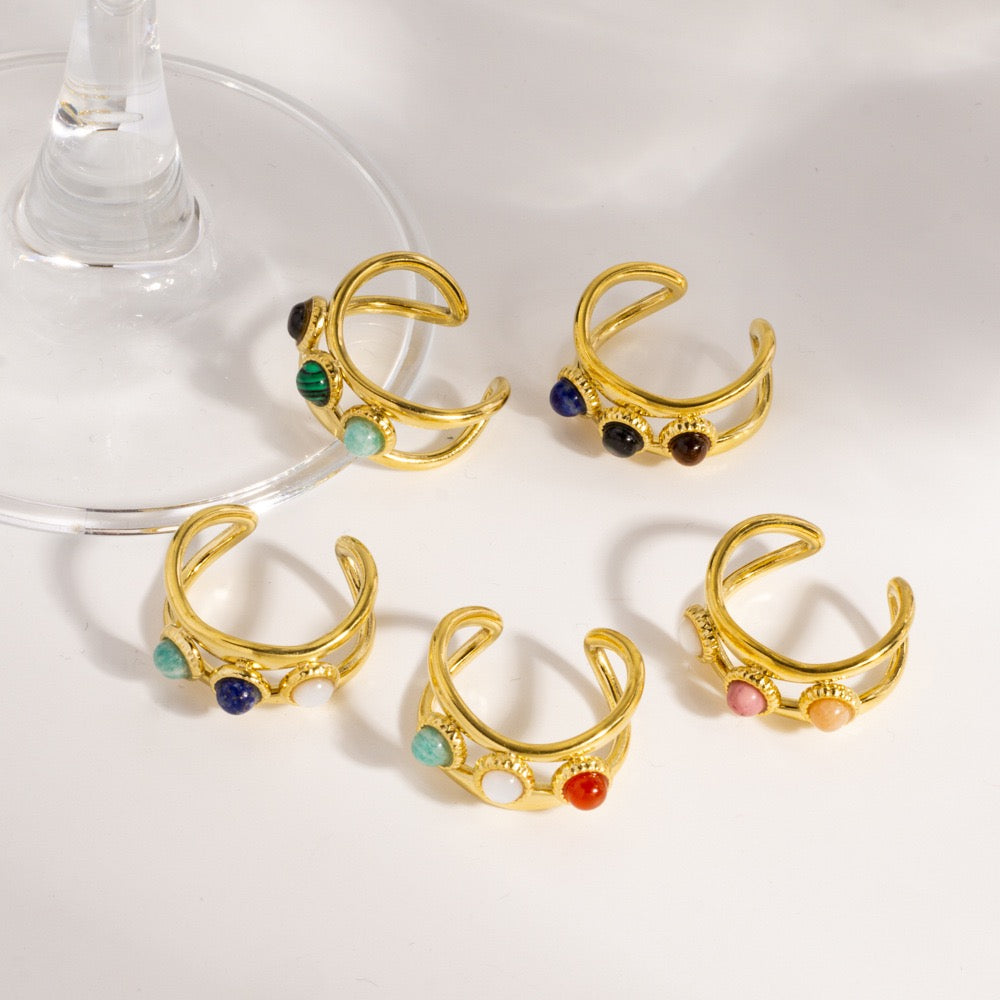Three gems band rings