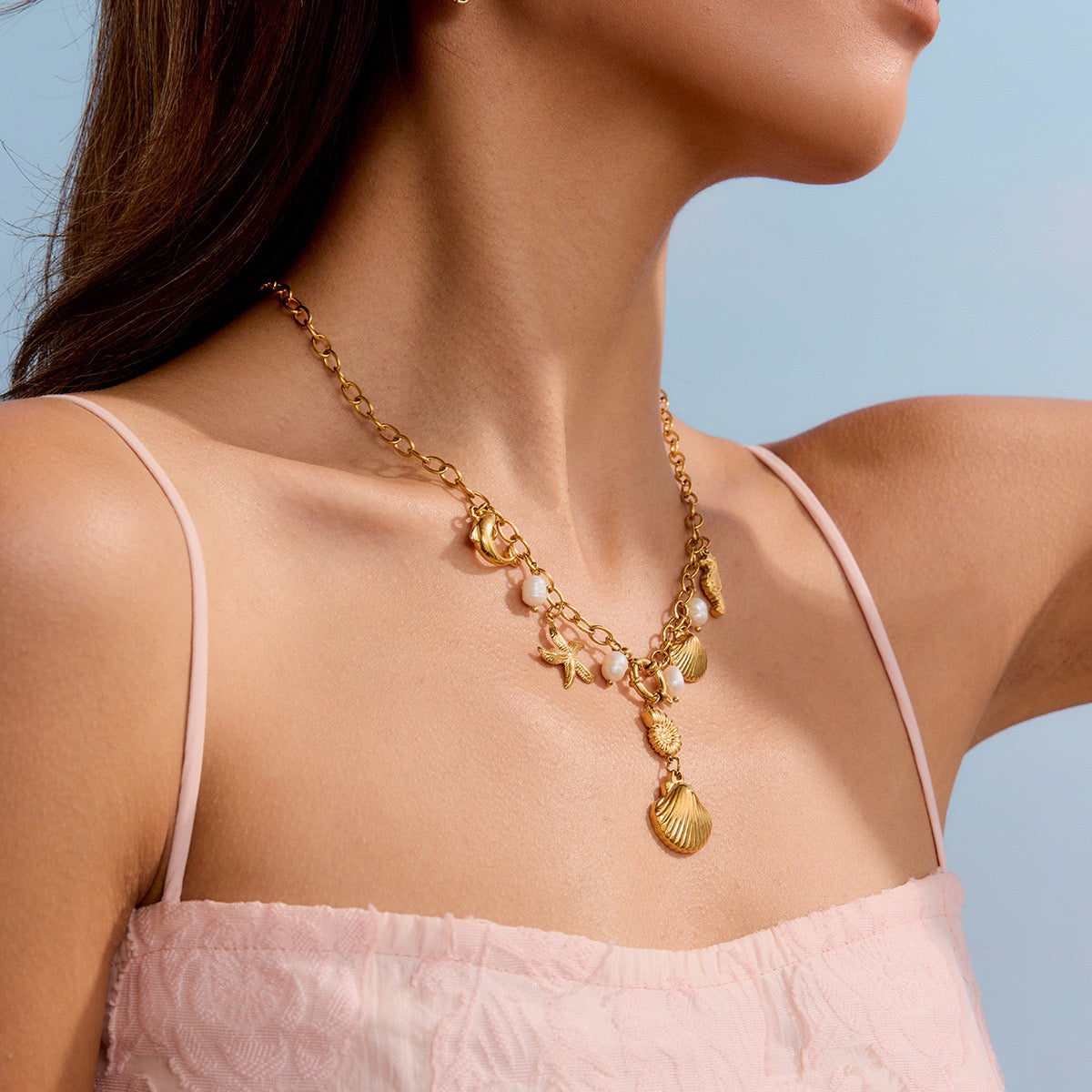 Phoenix shell charm necklace