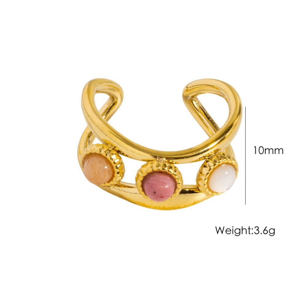 Three gems band rings