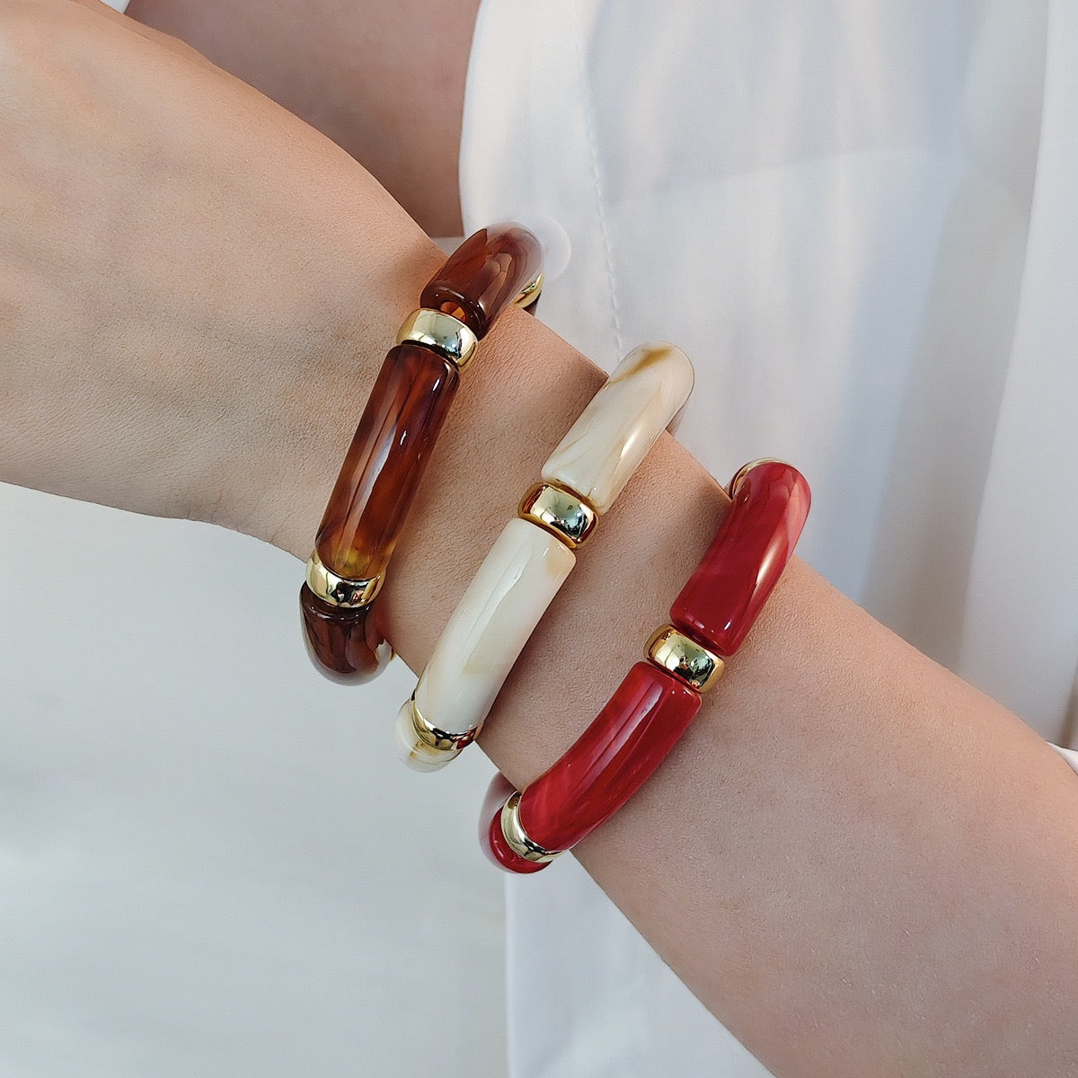 Acrylic rainbow summer bangles