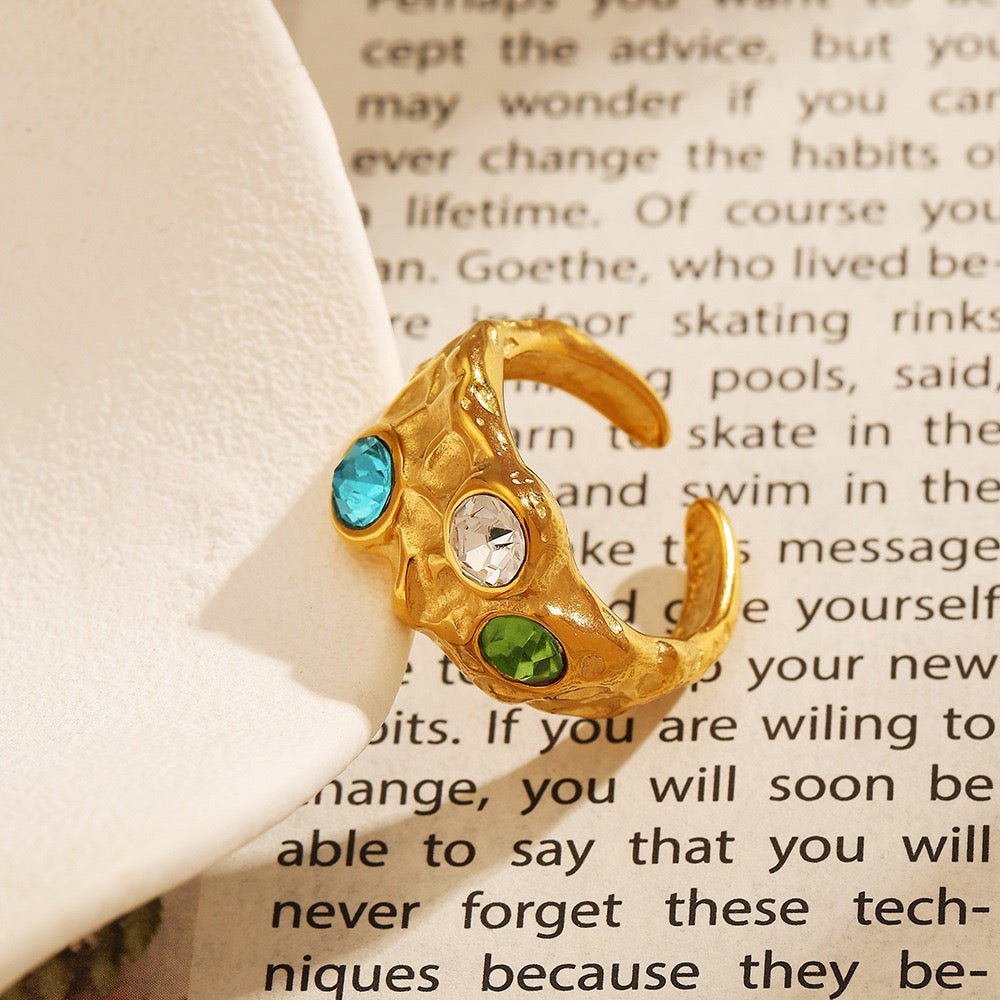 Green blue Gem band ring