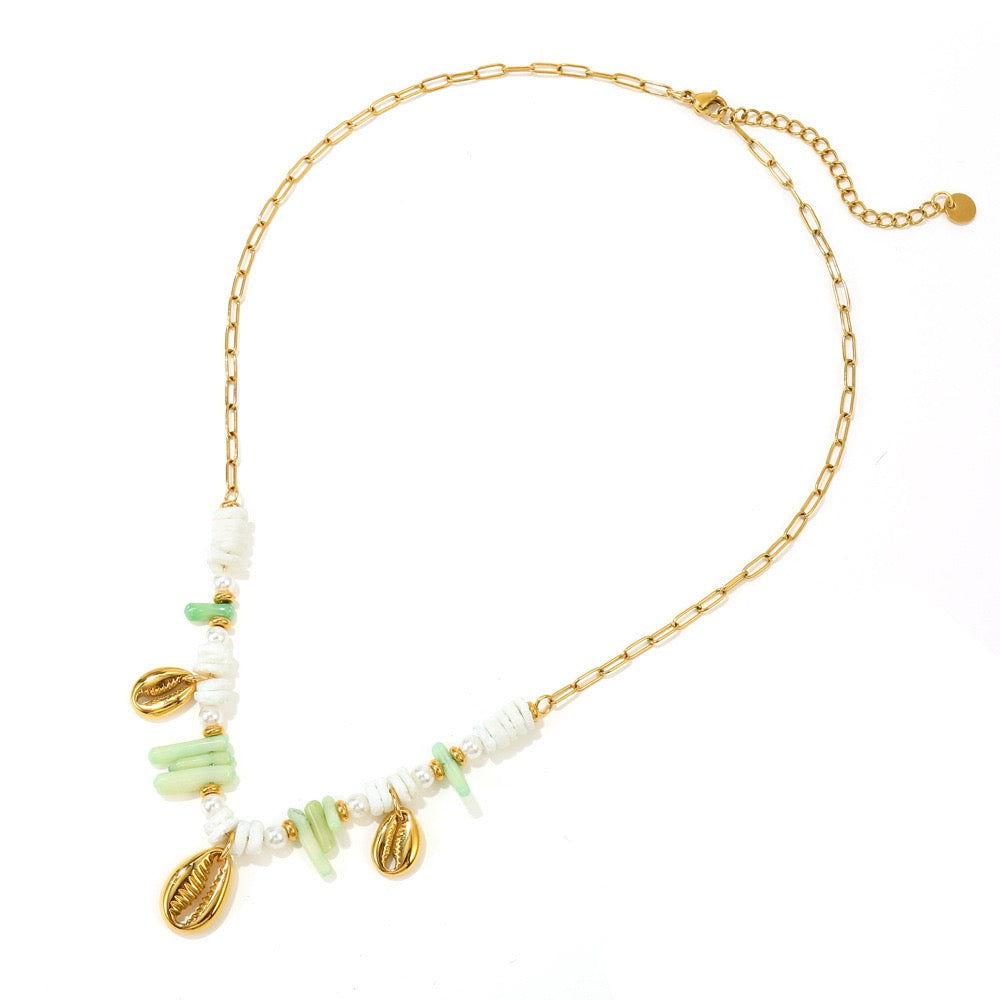 Big shell pendant charm necklace