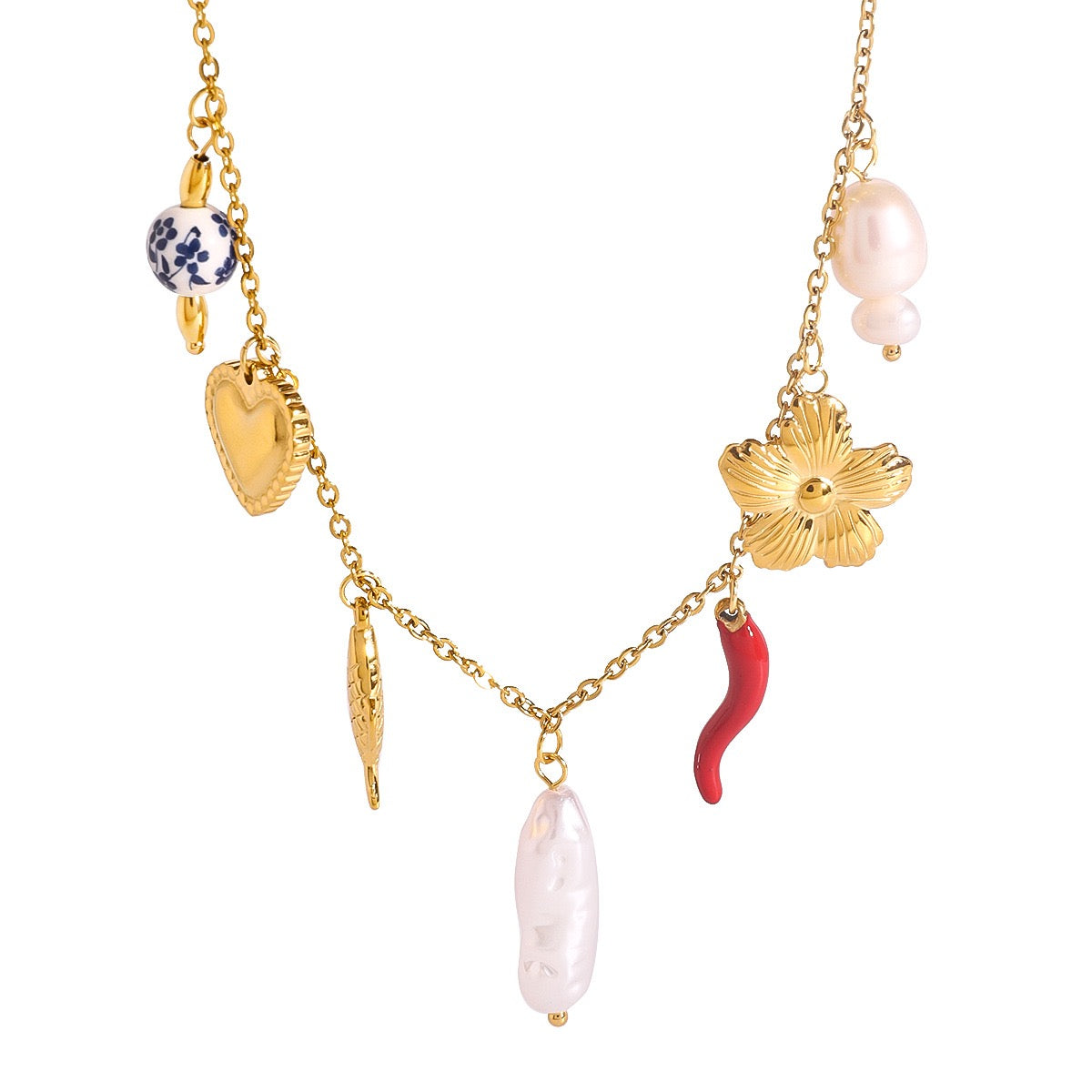 Big shell pendant charm necklace