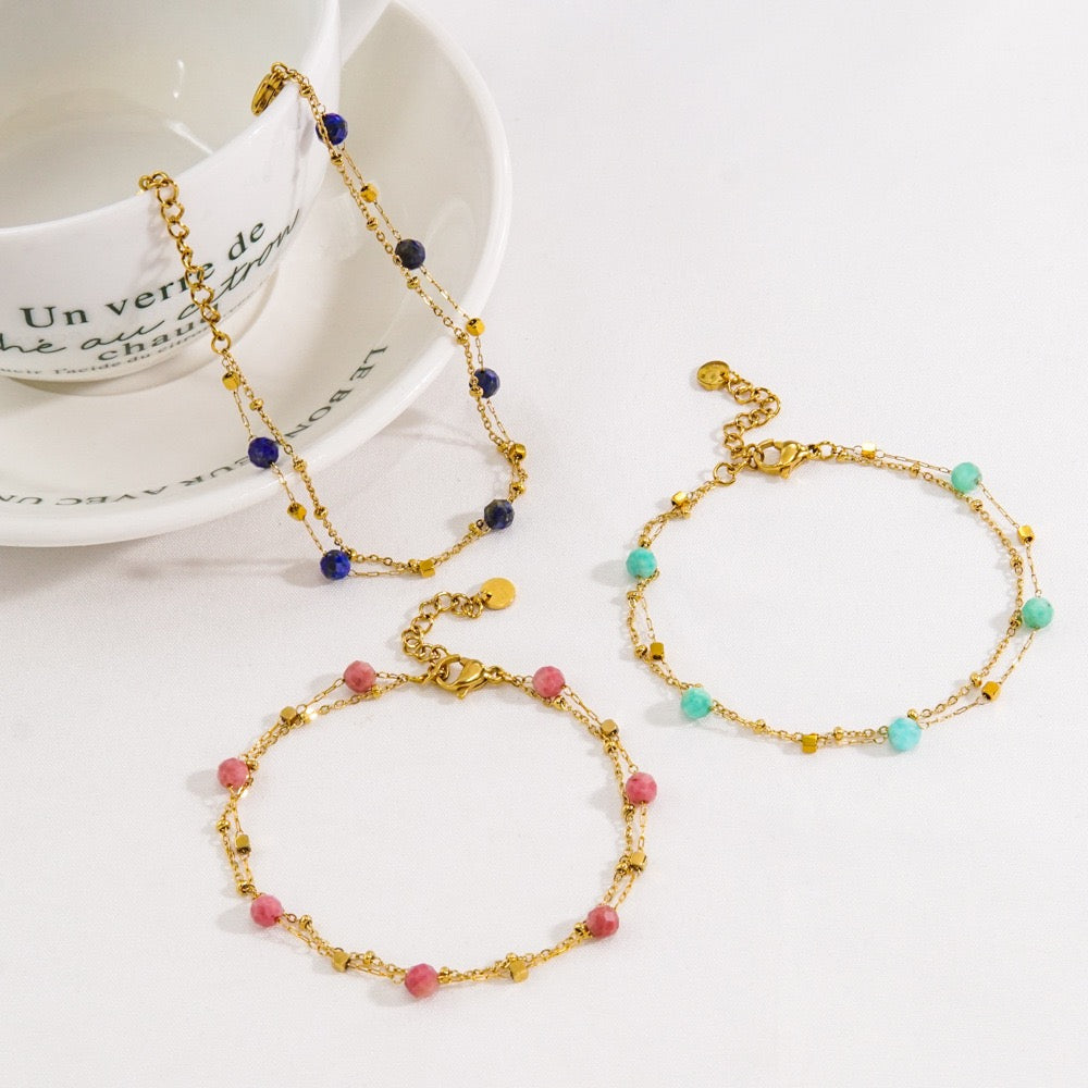 Natural stones layer bracelet