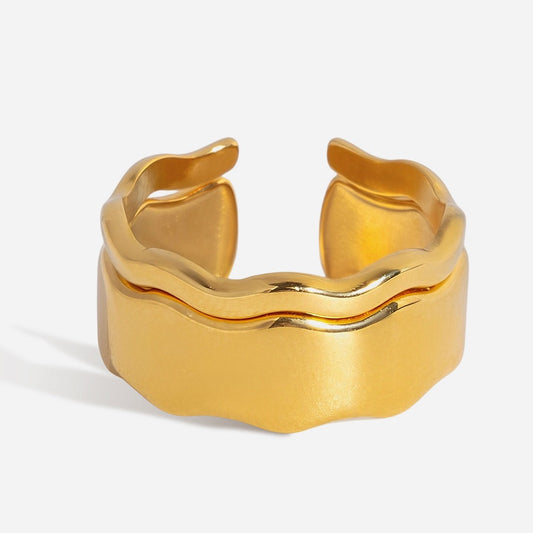 Wavy Stackable Ring – Gold Tone Band Ring