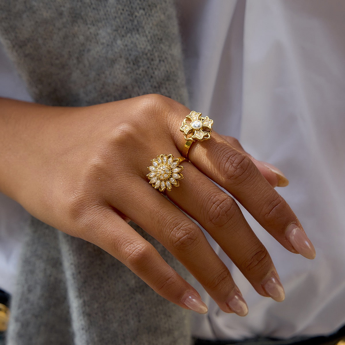 Floral Fidget Ring – Stainless Steel Spinner Ring