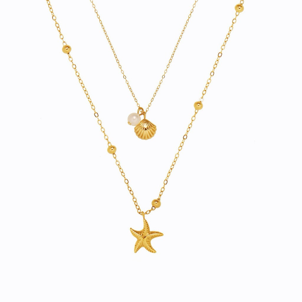 Kappa dainty layer starfish necklace