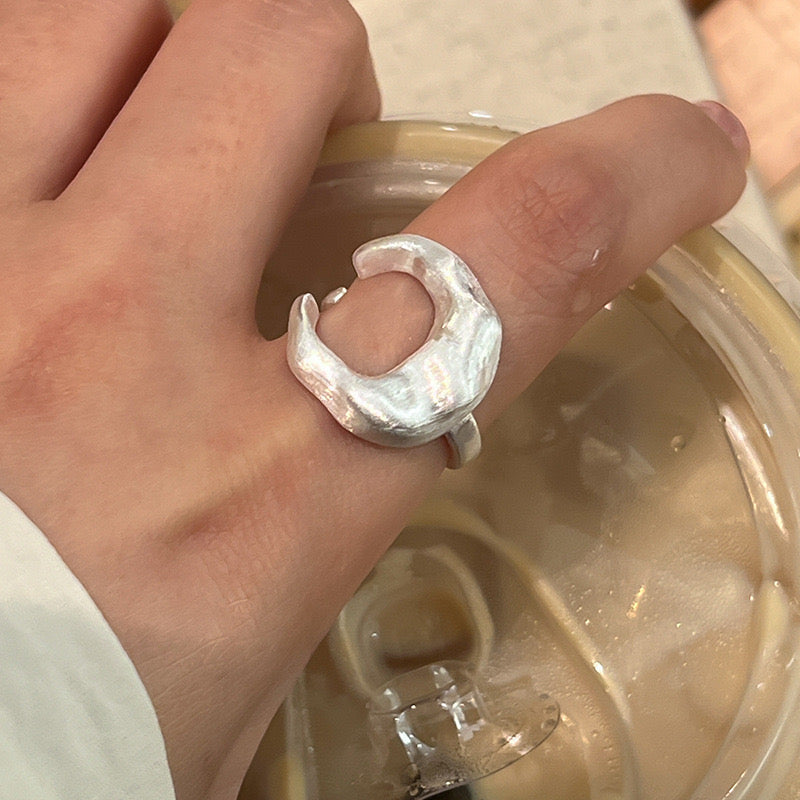 Star Moon Shell Sterling Silver Ring