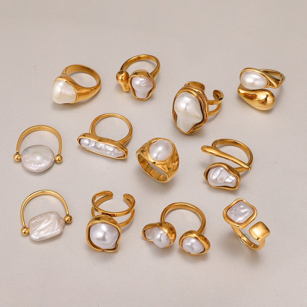 White pearly rings collection