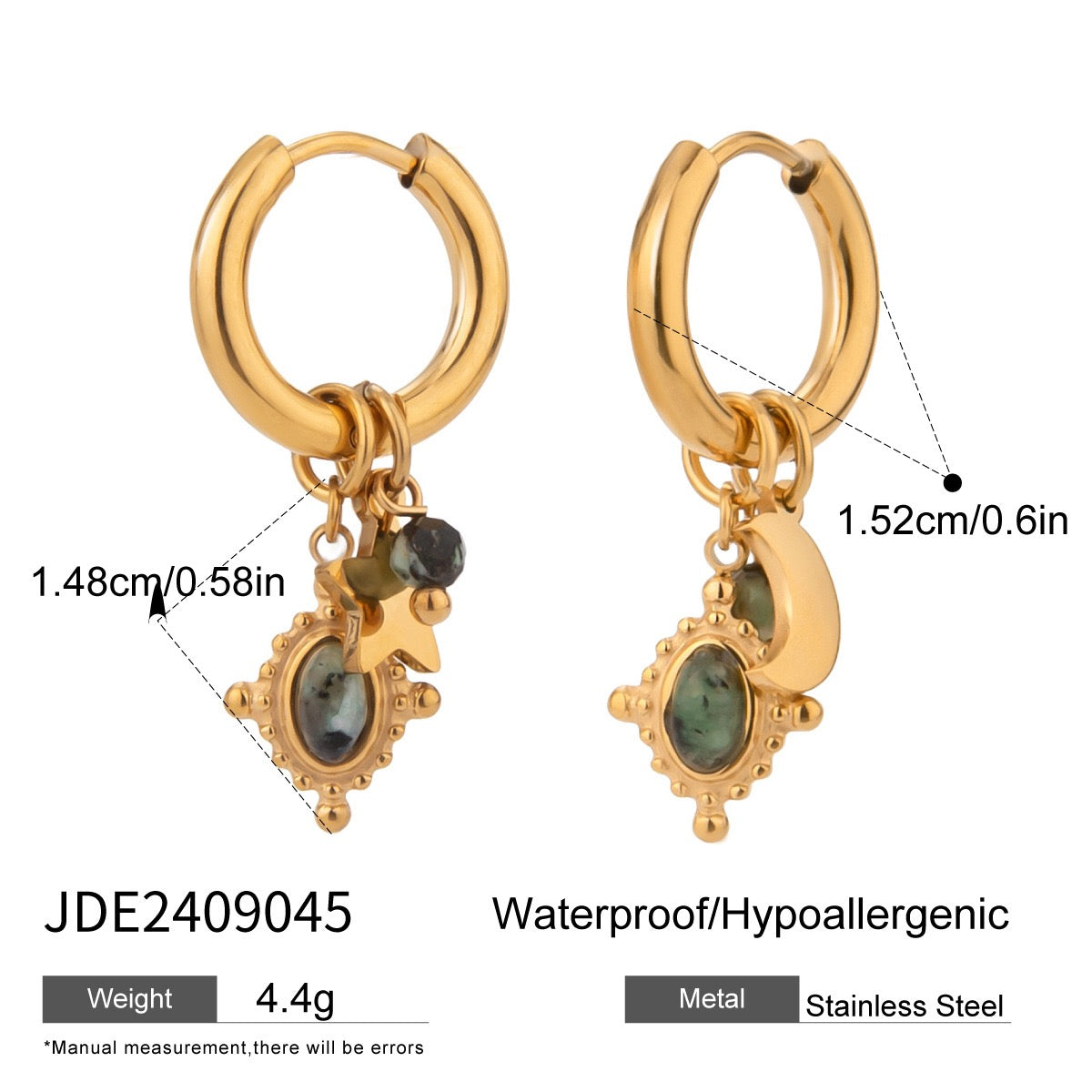 Green stones earrings