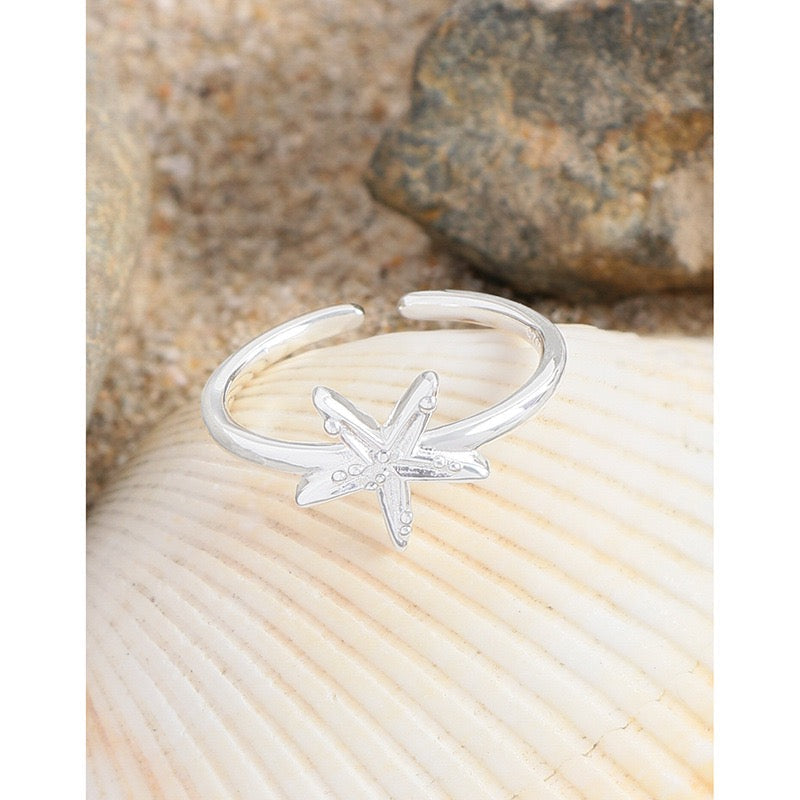 Star Moon Shell Sterling Silver Ring