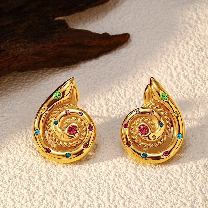 Three swirls earrings necklace collections
