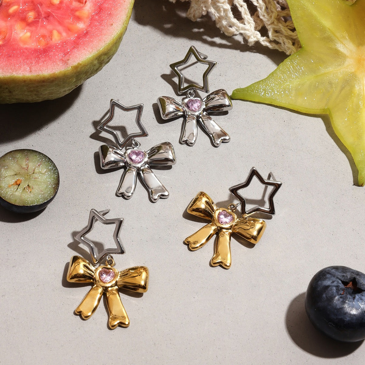 Star bow earrings