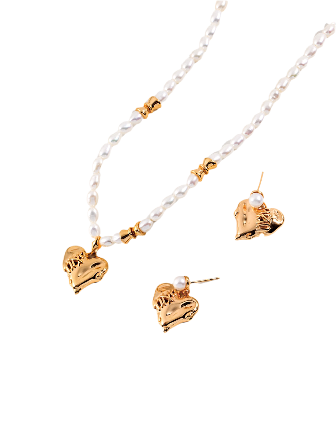 Sewing Heart Necklace And Earrings