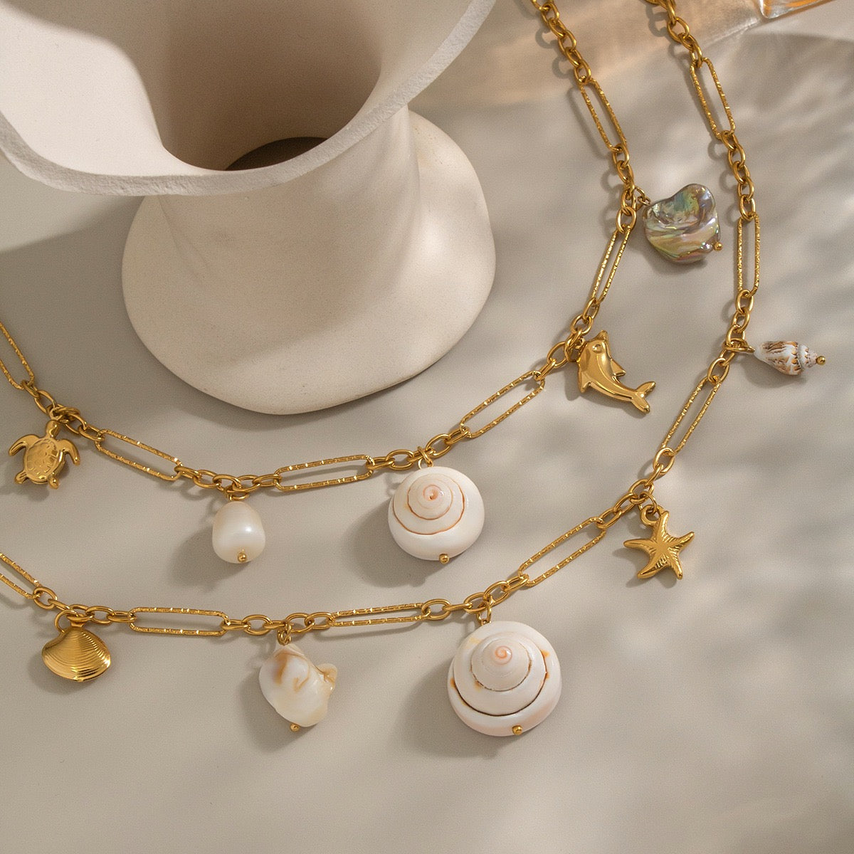 Natural shell charm necklace