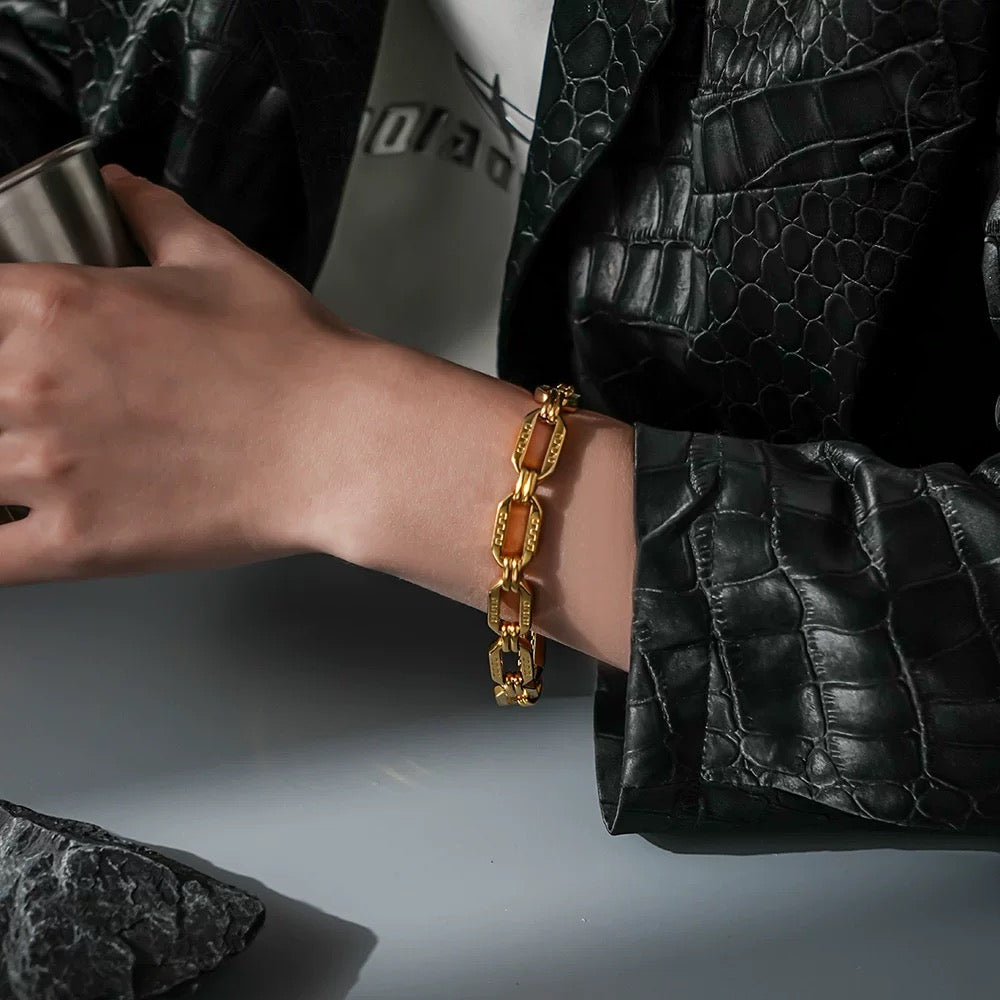 Big lock chains bracelet