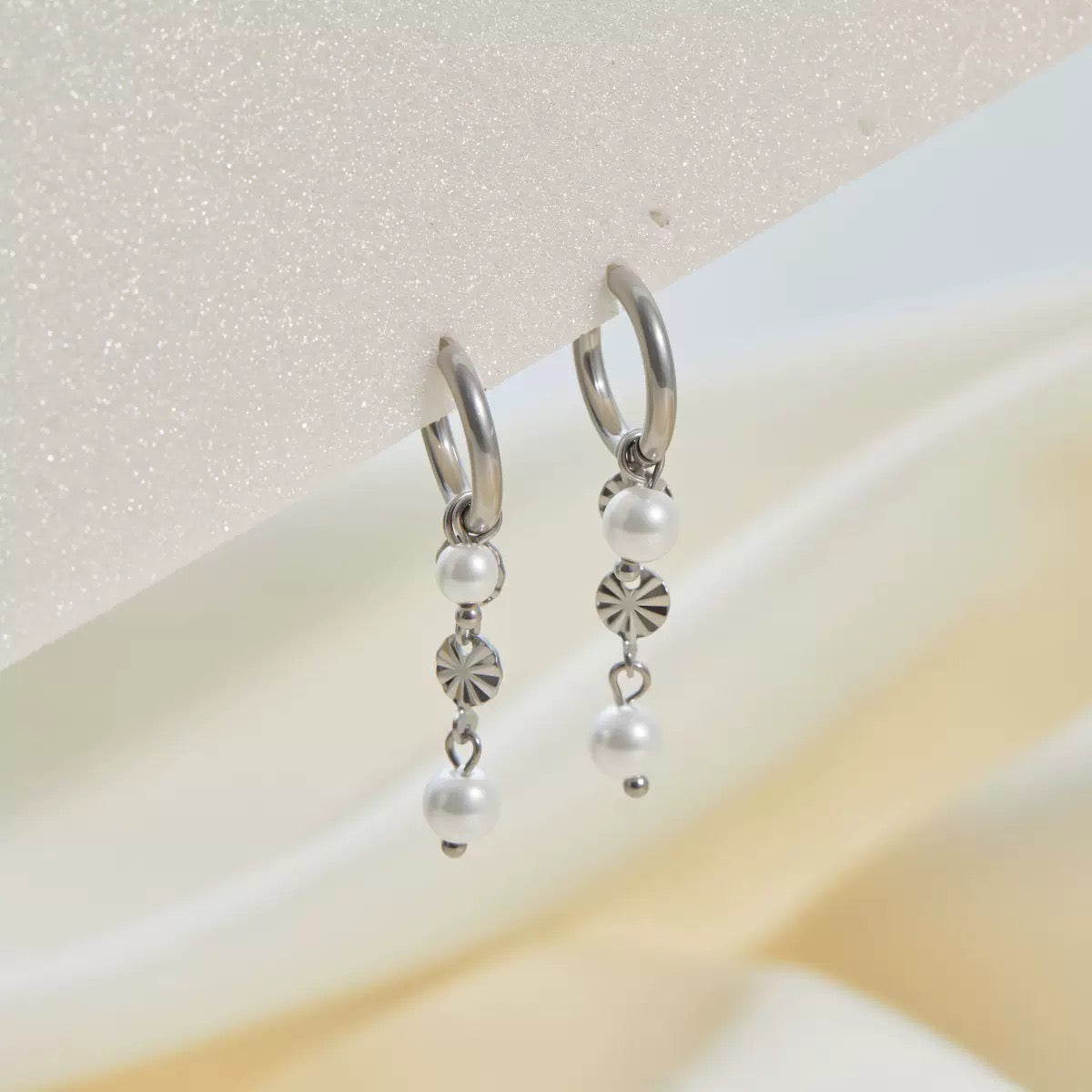 Dainty pearly hoops