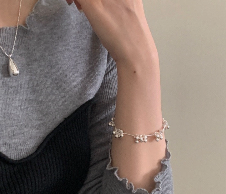 Beady sterling silver bracelet