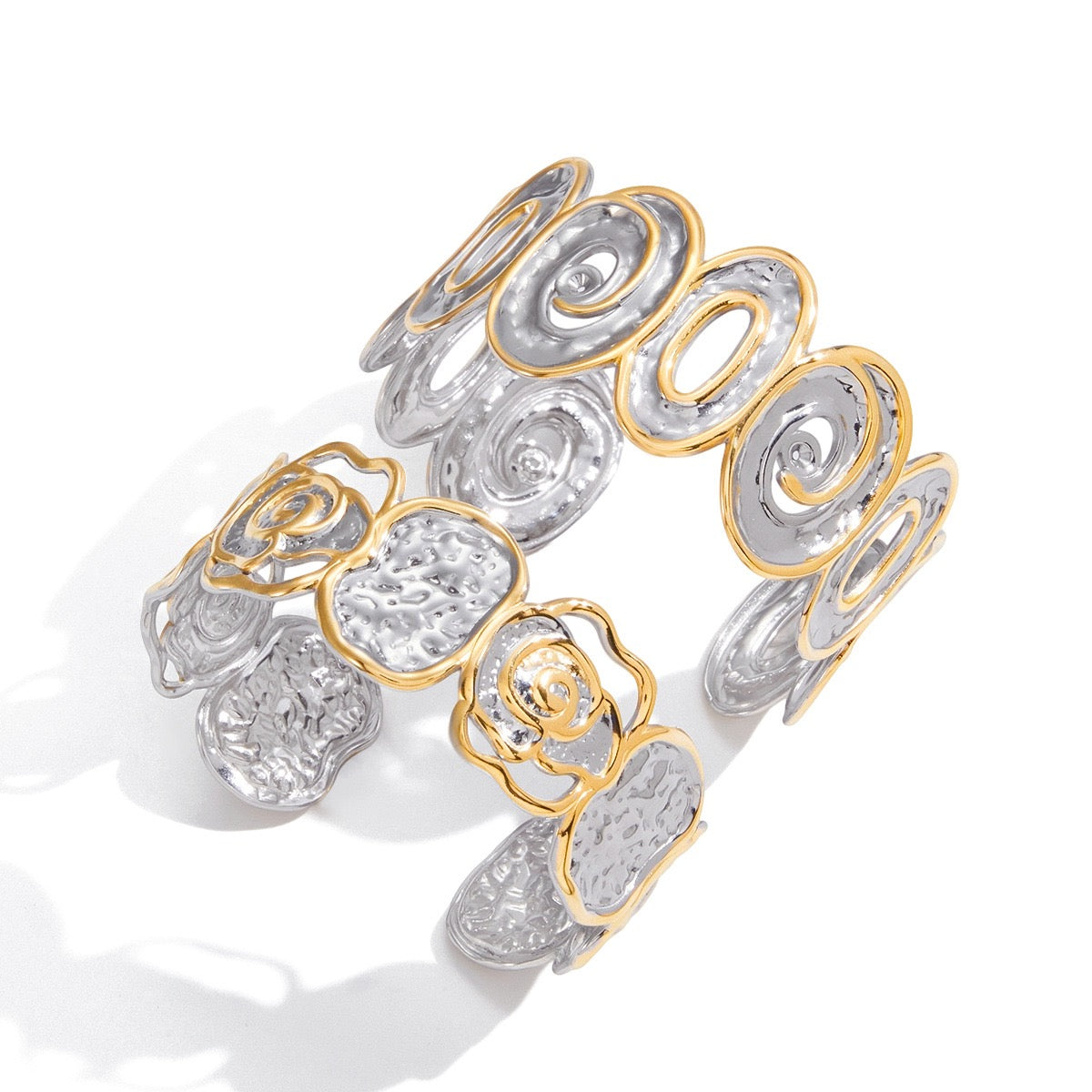 Two tones big statement bangle