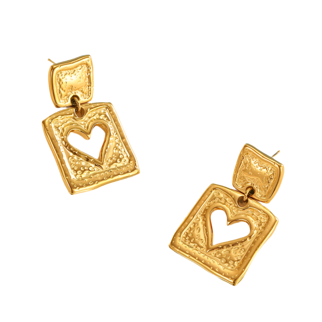 Heart charm earrings