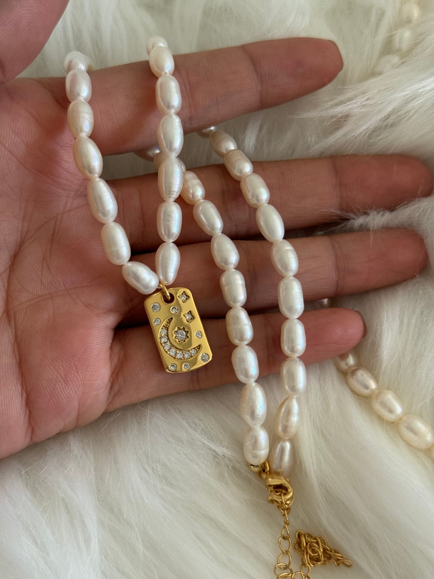 Oceania Moon star freshwater pearls necklace