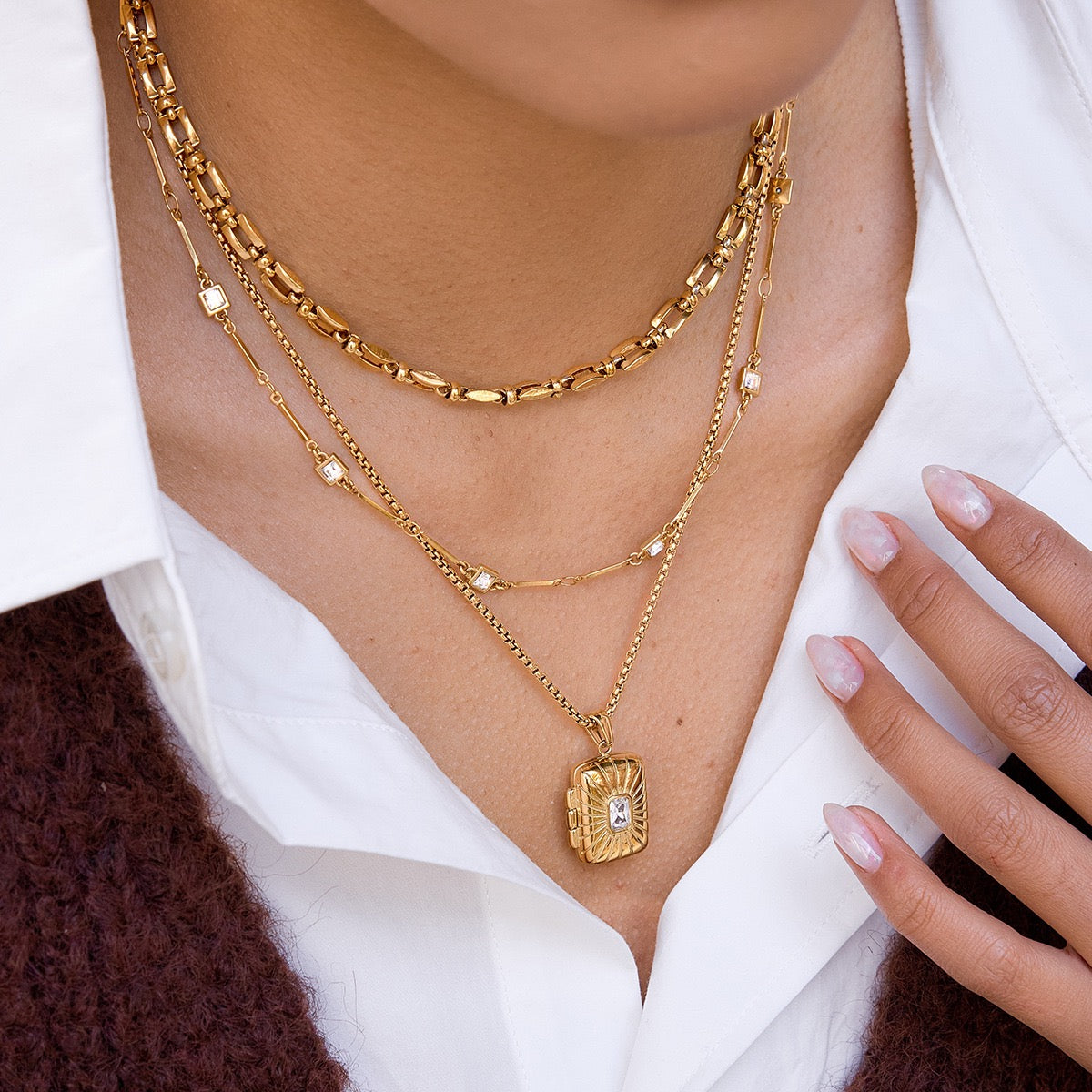 Locket charm necklace