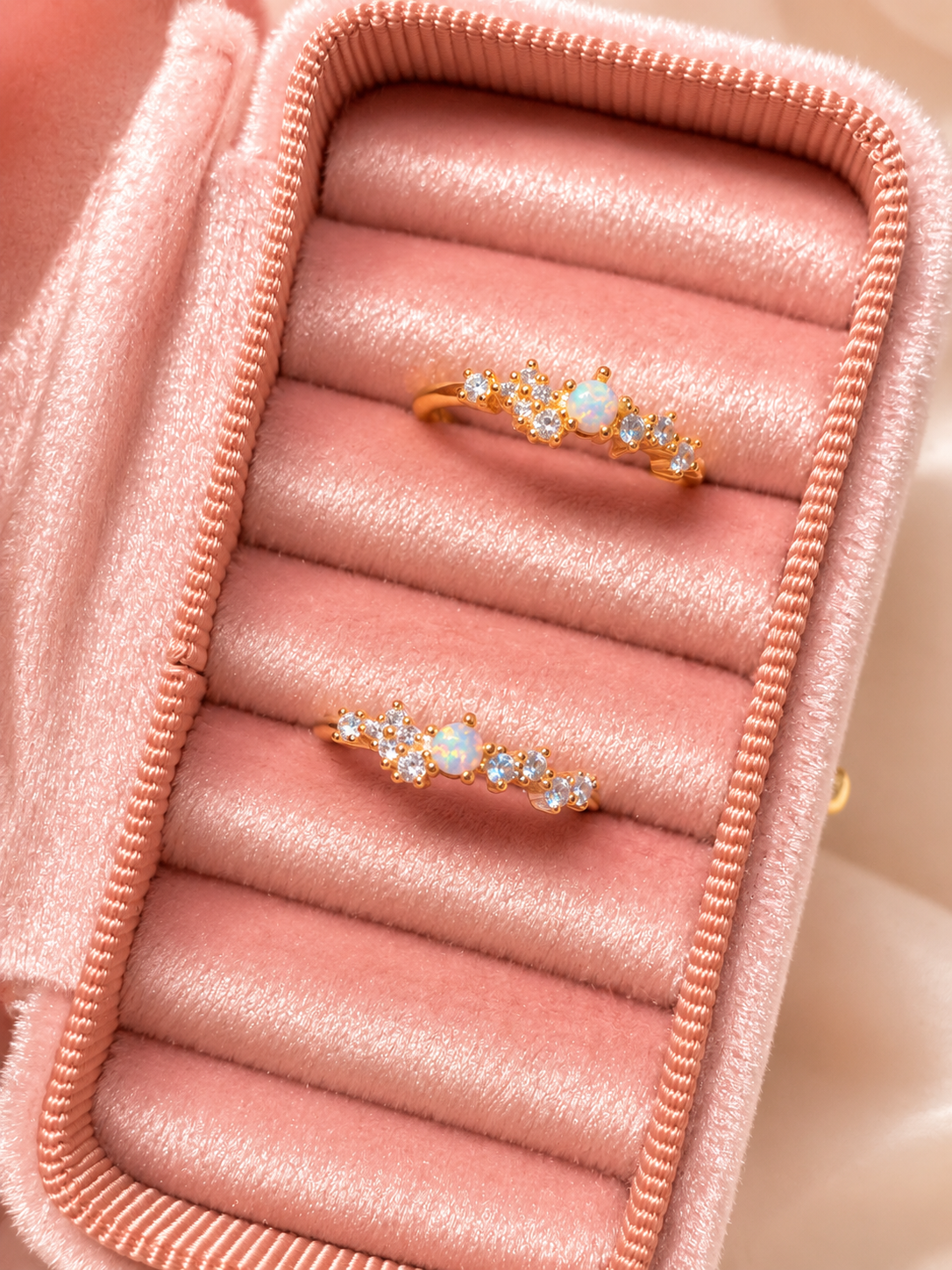 Dainty opal sterling silver rings collections