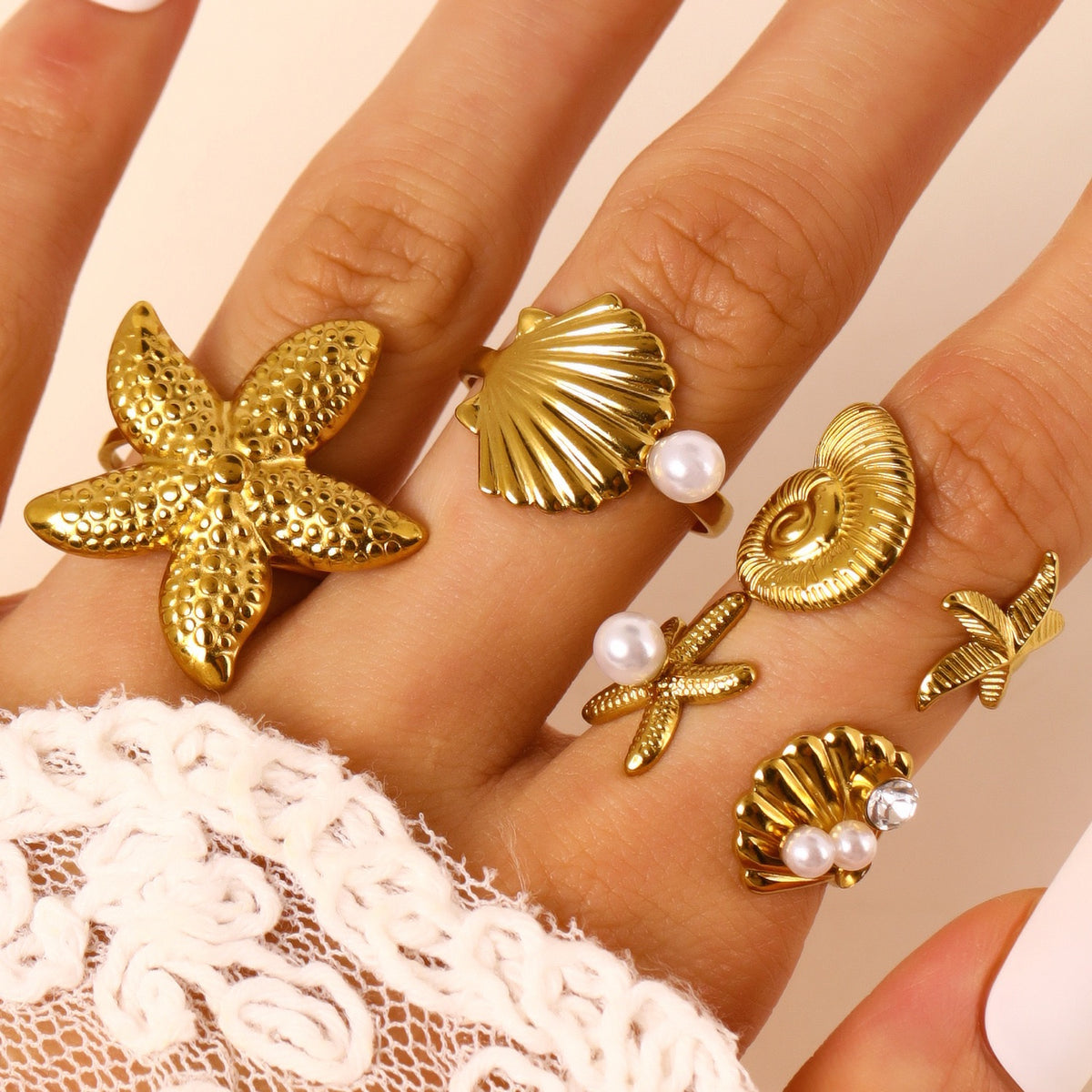 Pearly ocean starfish rings