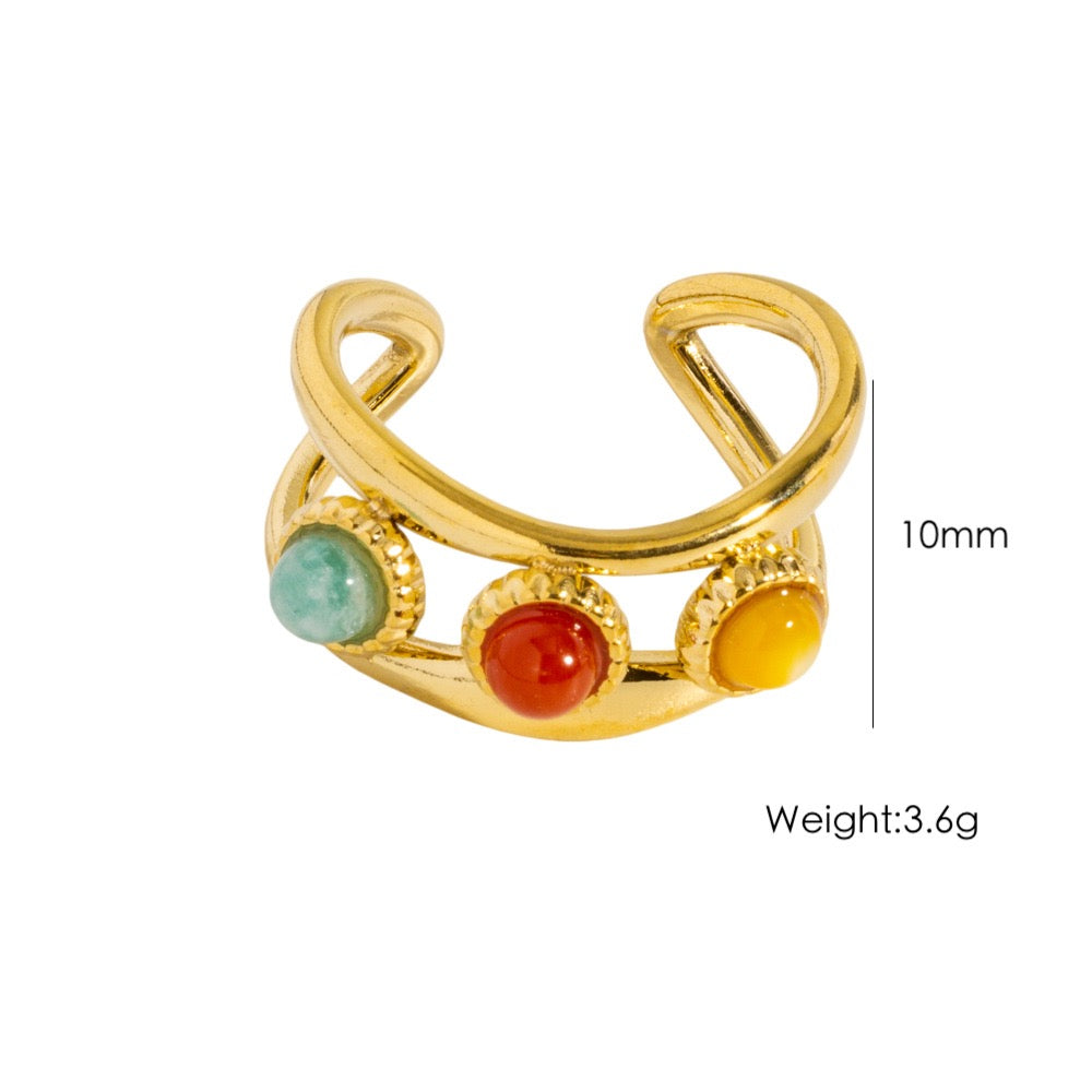 Three gems band rings