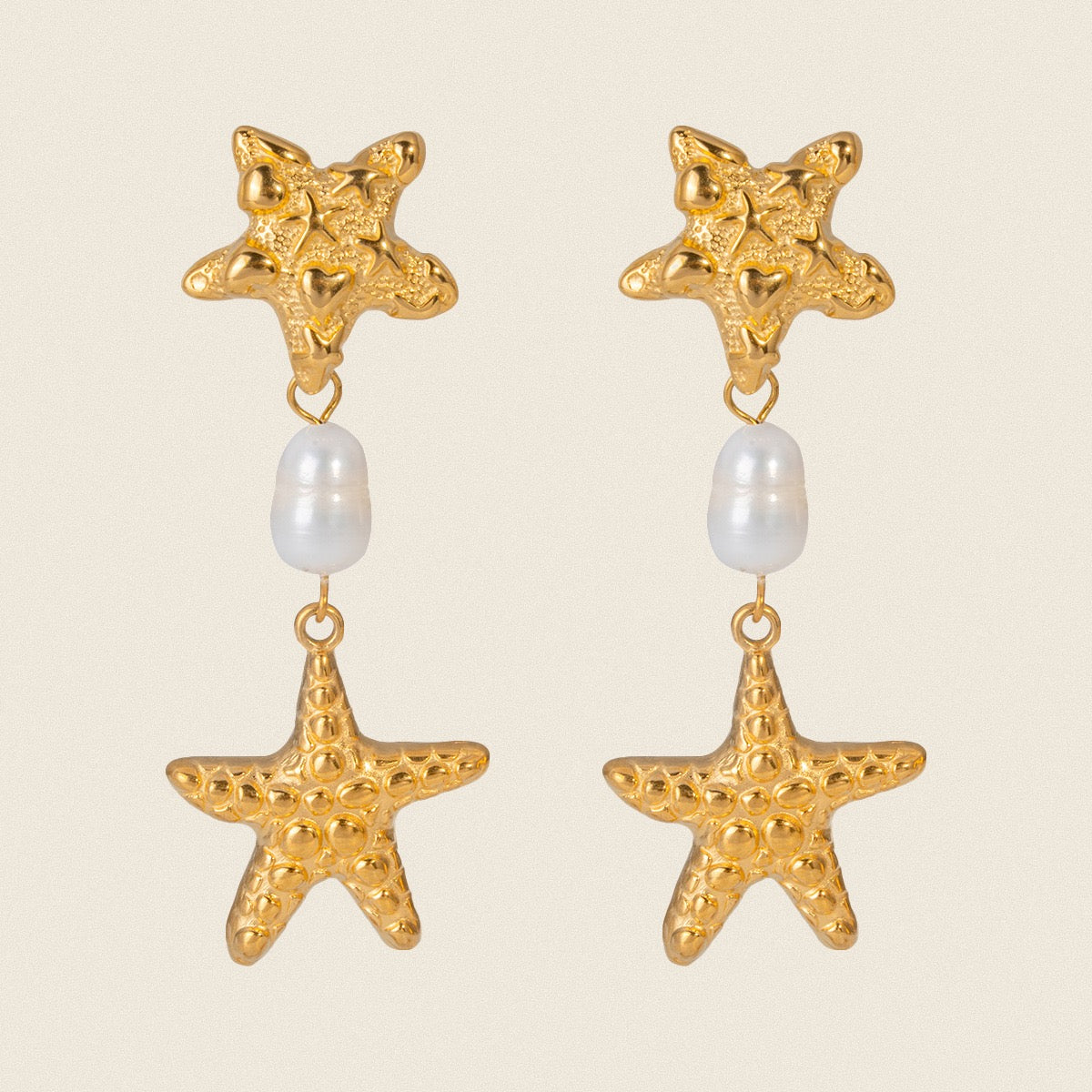 Pearly shell starfish earrings