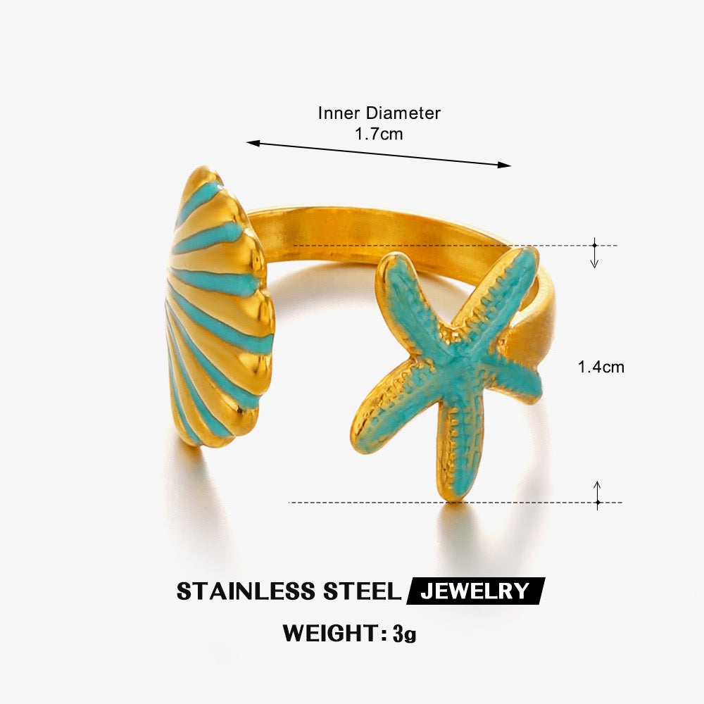 My wonderful summer starfish shell ring