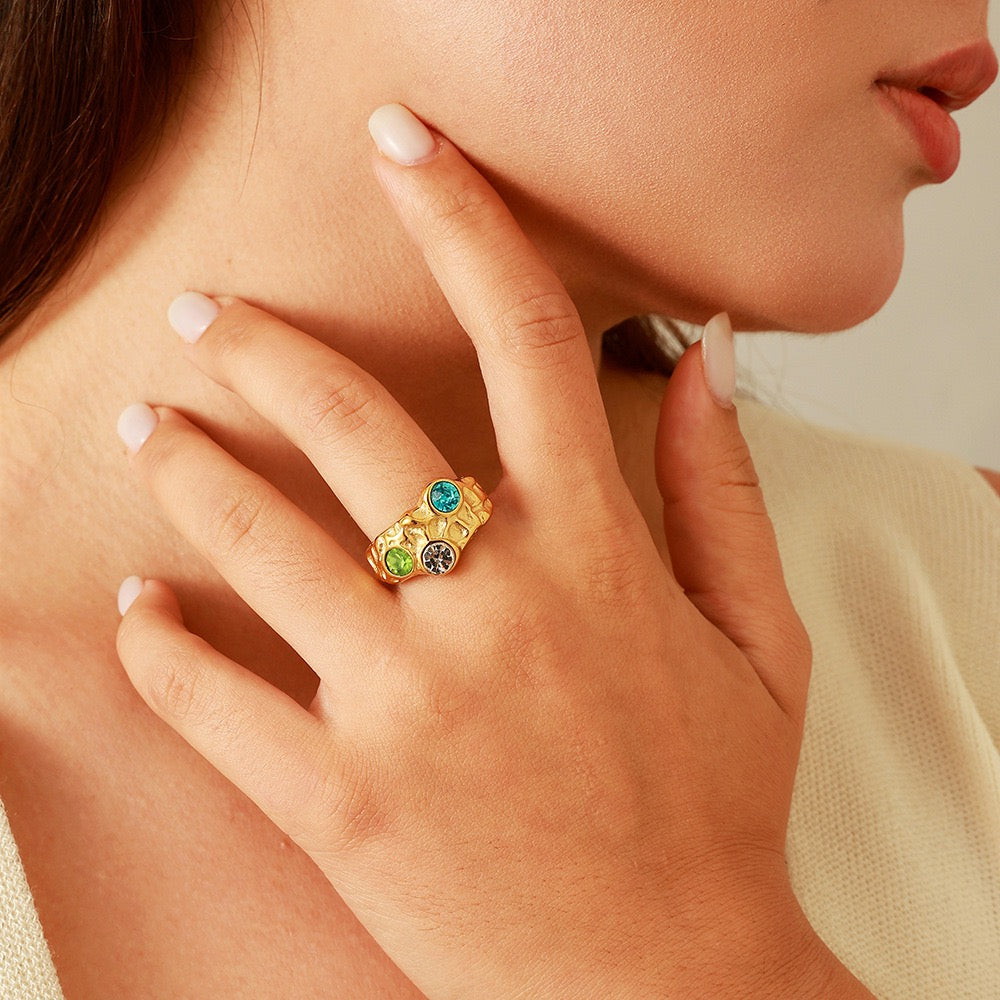 Green blue Gem band ring