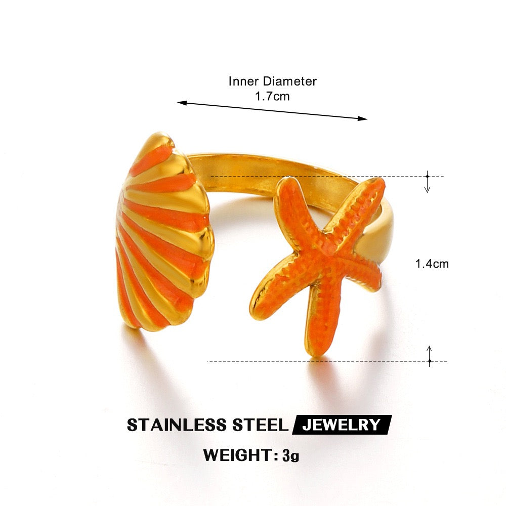 My wonderful summer starfish shell ring