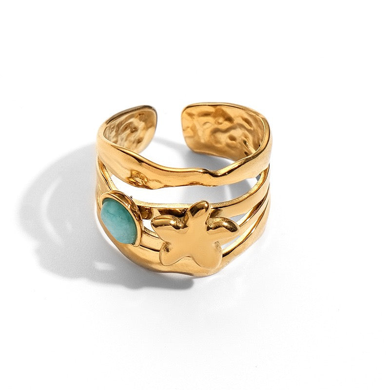 Blue starfish ring