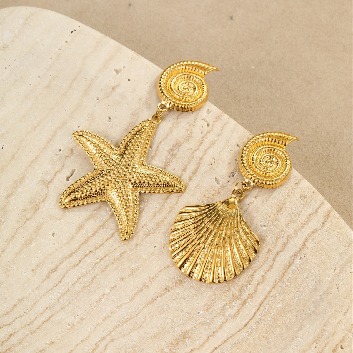 Starfish seashell Big earrings