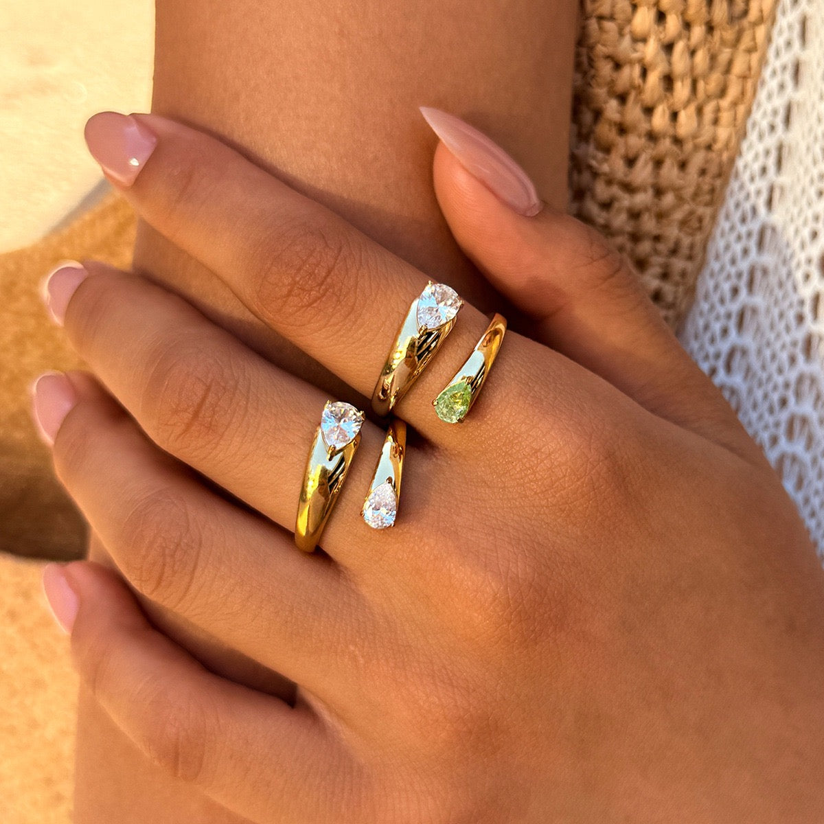 Cresia Cross stone rings