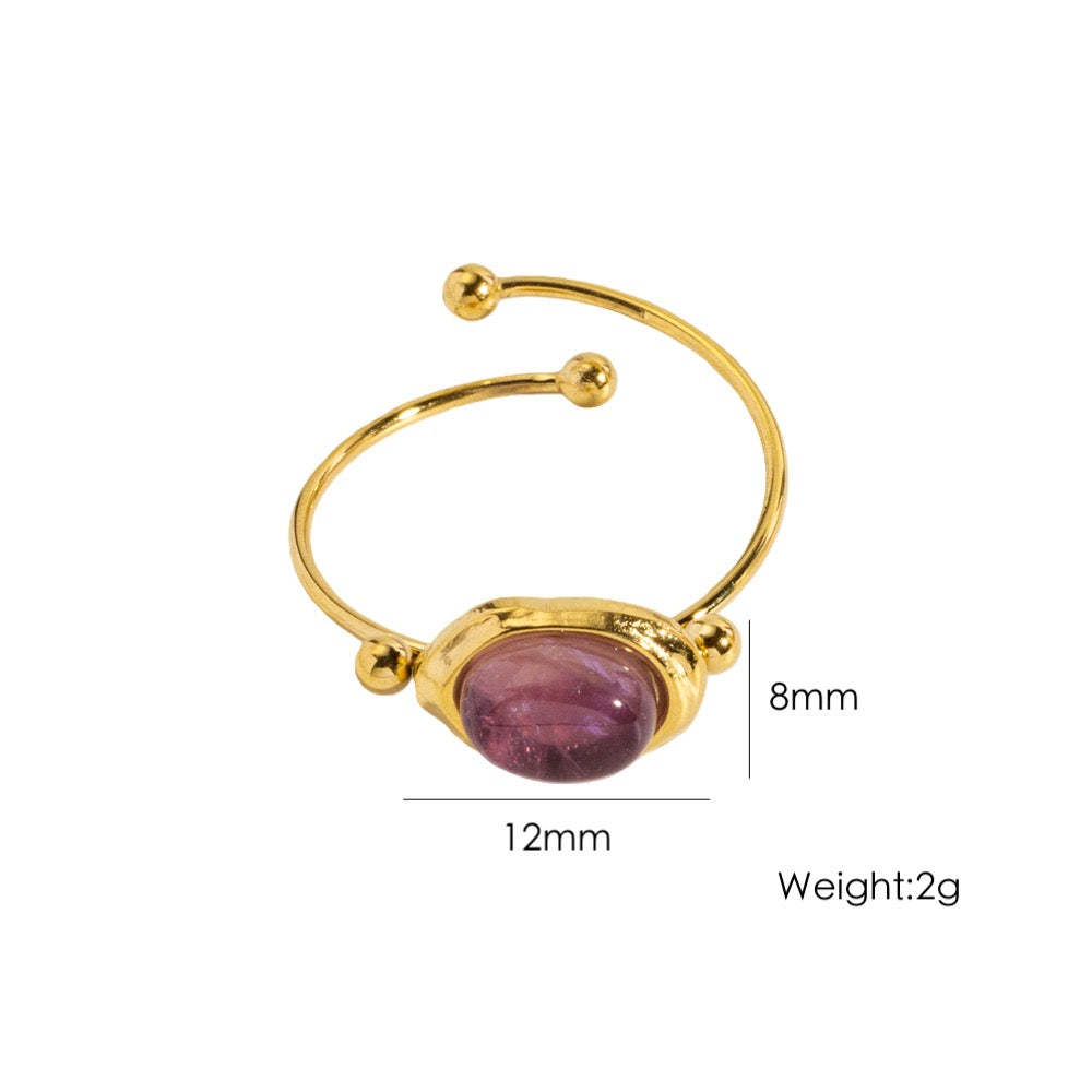 Natural stone gem rings